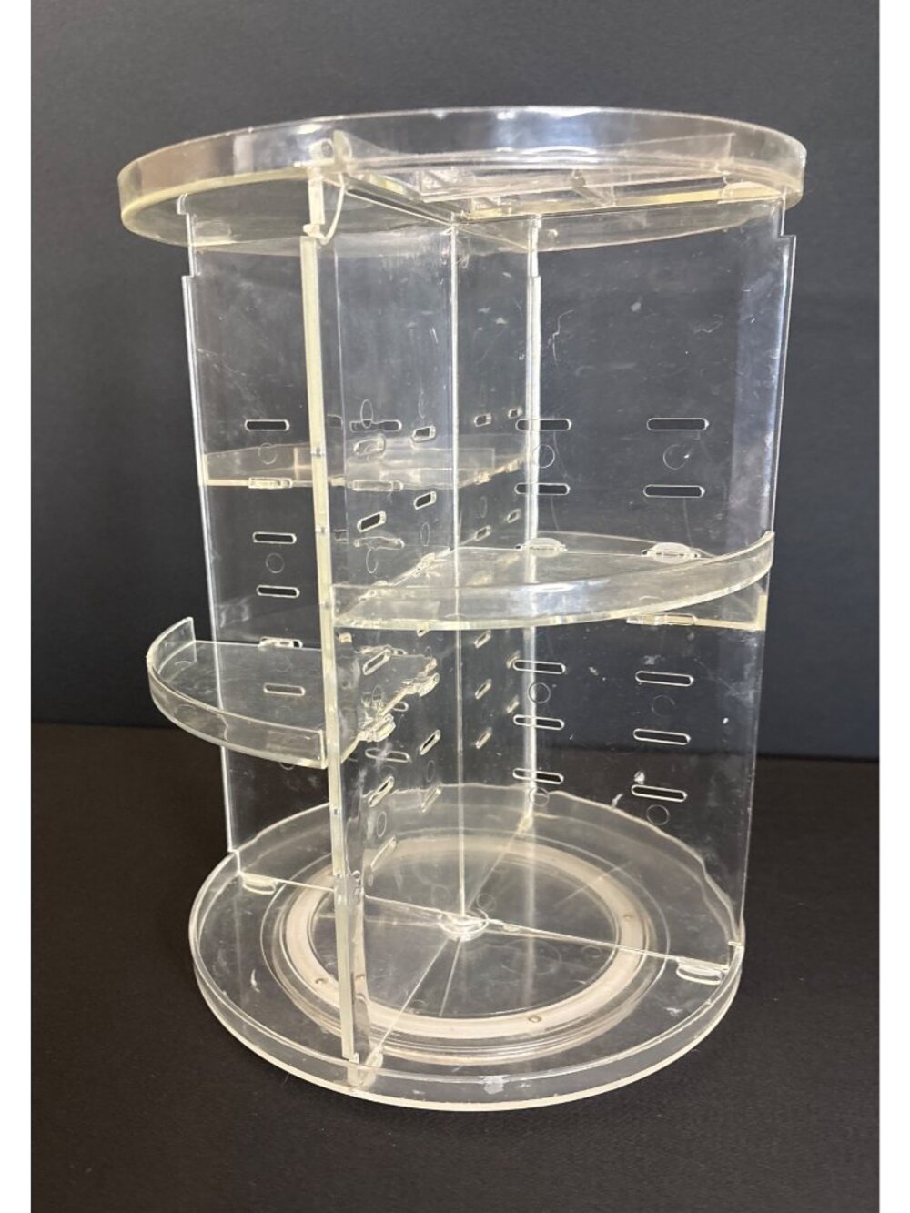 Clear Acrylic Makeup Organizer Storage Carousel With Adjustable Compartments - Picture 2 of 9